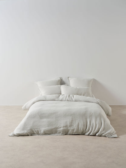 Cotton Gauze Check Duvet Set – Blue