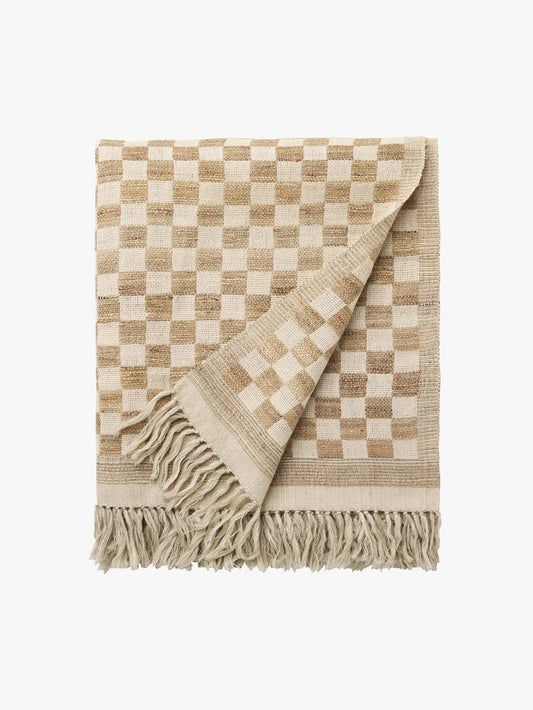 Addi | Wool & Silk Throw in Chalk & Oatmeal