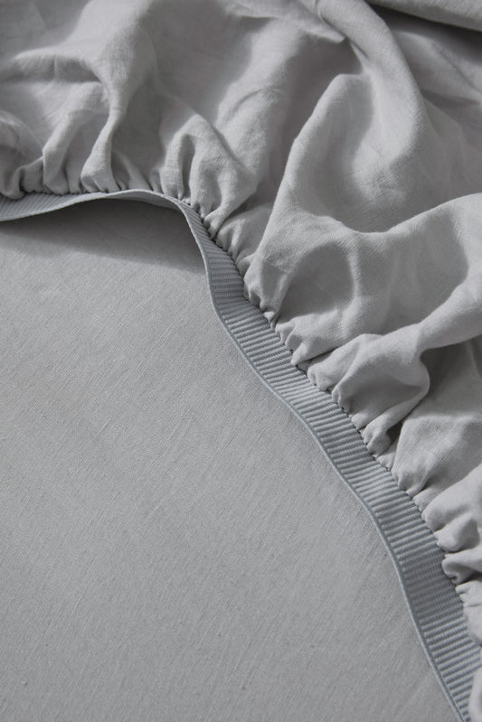 French Flax Linen Fitted Sheet | Silver