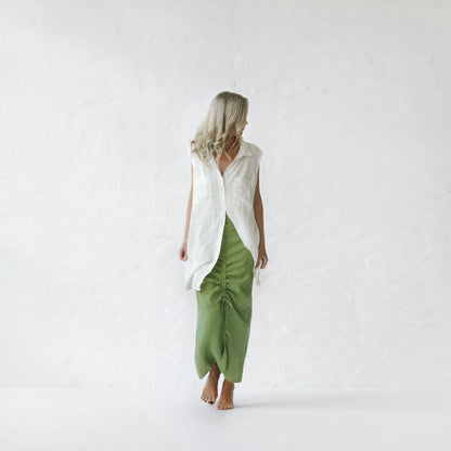 Sleeveless Linen Shirt Dress | Ivory