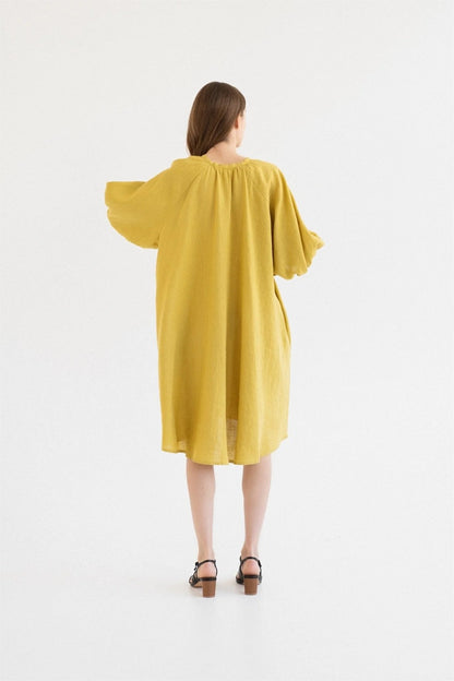 MAHINA Linen Dress - Lemon