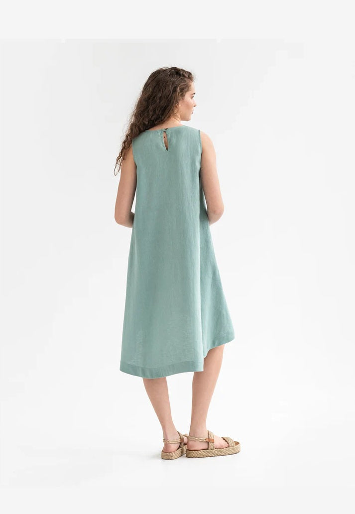 Linen Dress - Teal Blue