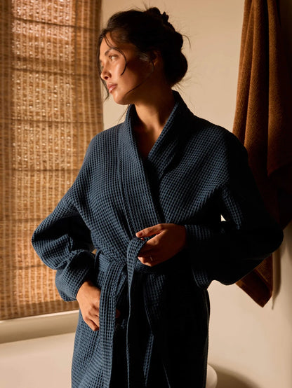 Spa Waffle Bathrobe | Indigo