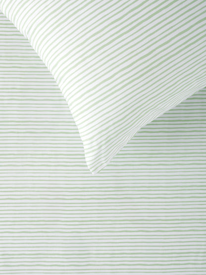Fitted Sheet Set - Green Scribble Stripe