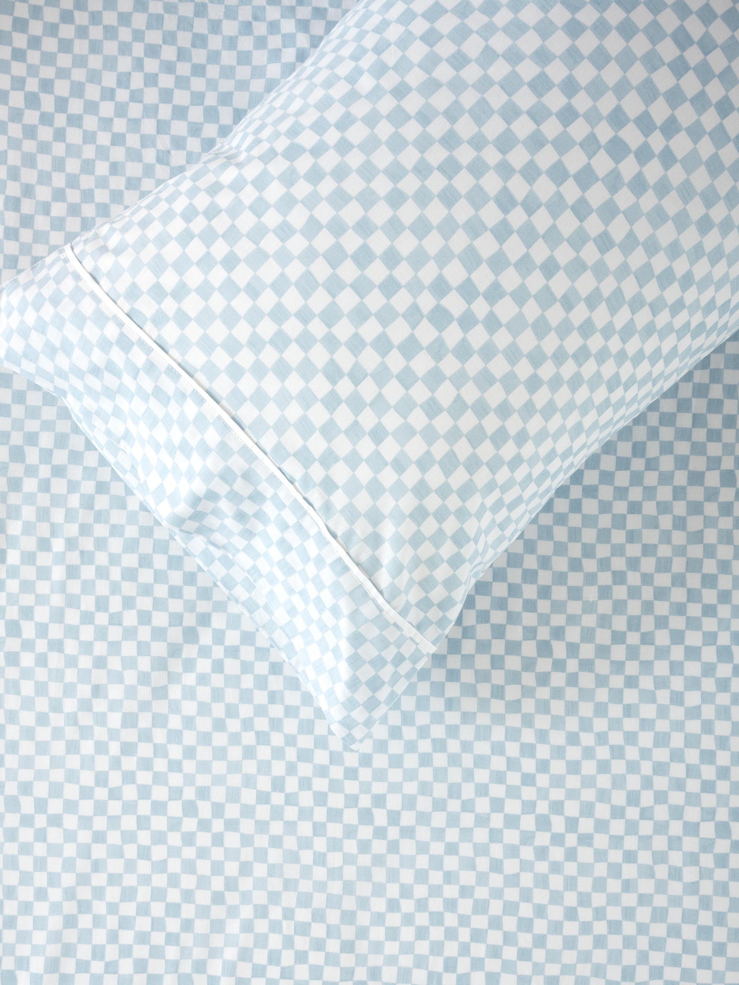 Fitted Sheet Set - Blue Wavy Check