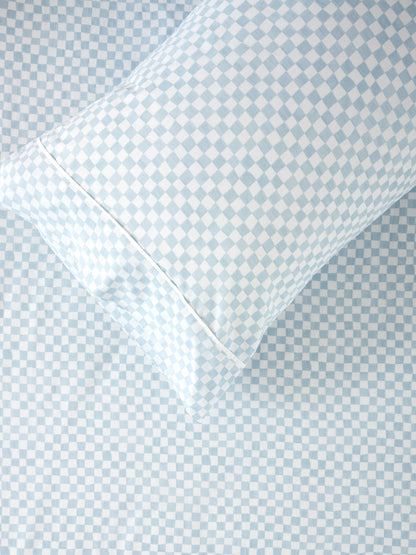 Fitted Sheet Set - Blue Wavy Check