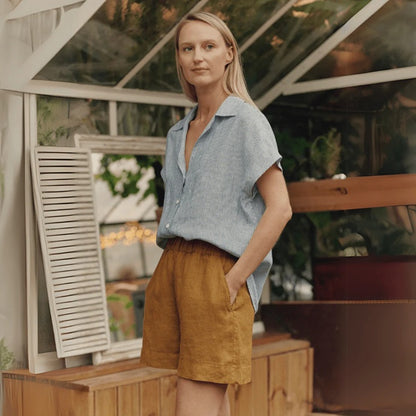 Linen Melody Shirt - Blue Stripes