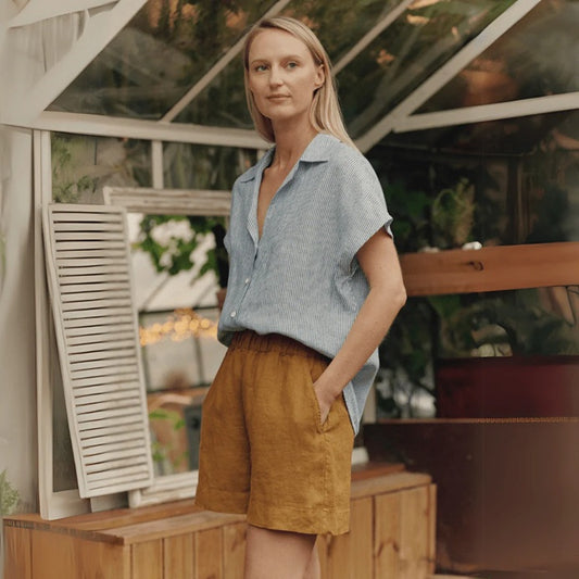 Linen Melody Shirt - Blue Stripes