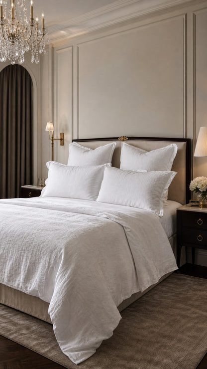 Majesté® Pure White - Linen Duvet Cover Set - Emperor Size