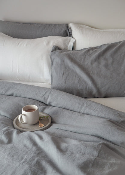 French Linen Duvet Cover Set  | Storm