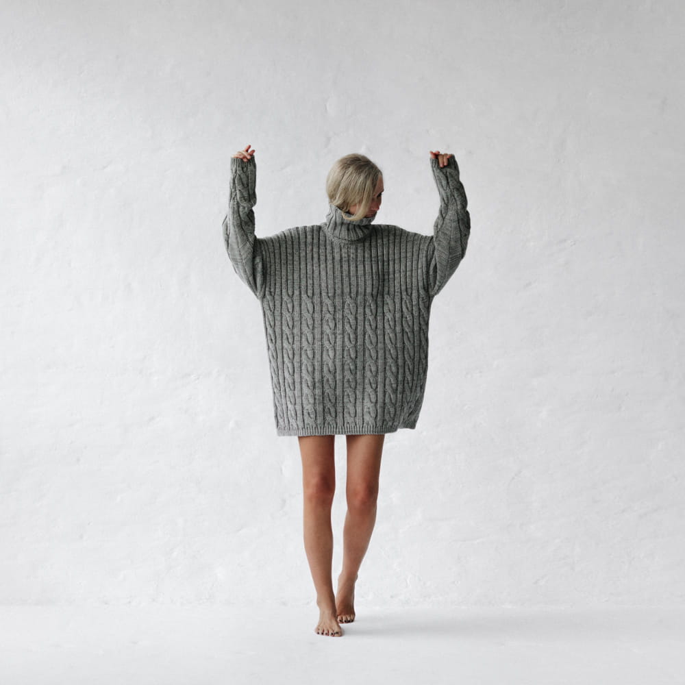 Cable Knit Turtleneck Sweater – Ash