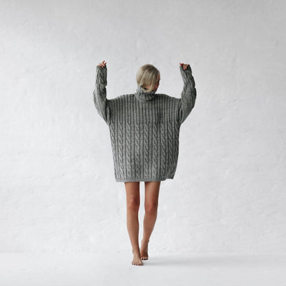 Cable Knit Turtleneck Sweater – Ash