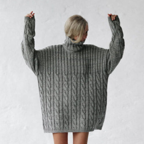 Cable Knit Turtleneck Sweater – Ash