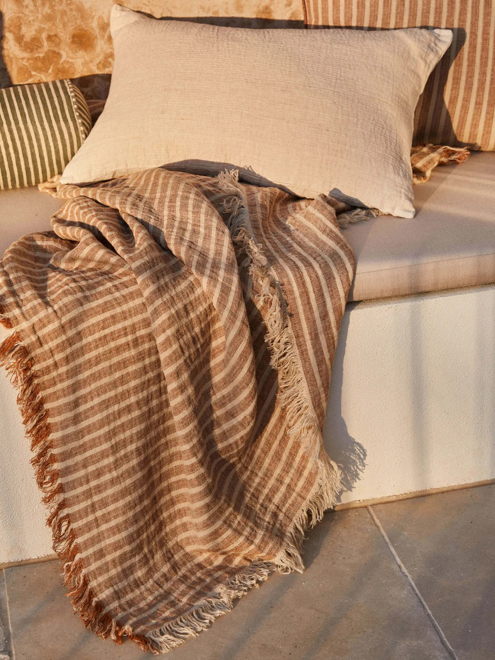 Striped Blue & Rust Cotton Throw