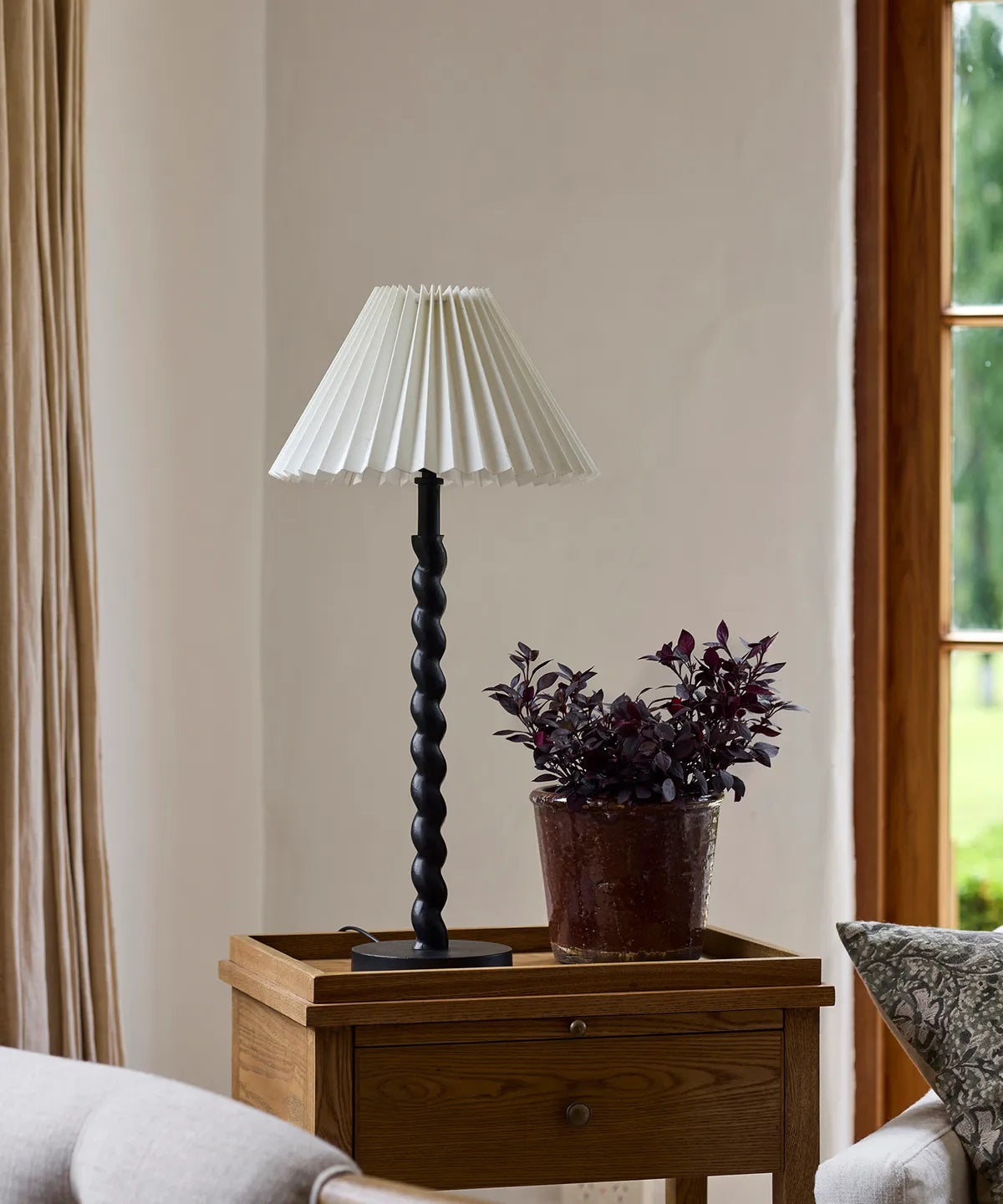 Pleated Linen Lamp Shade | White