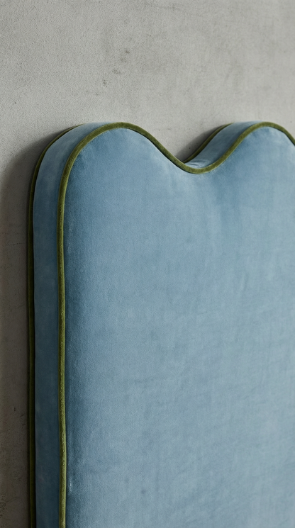Piped Edge Headboard | Upholstered Bedhead -Powder Blue