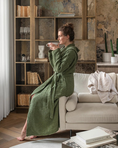 Spa Waffle Bathrobe  - Forest Green