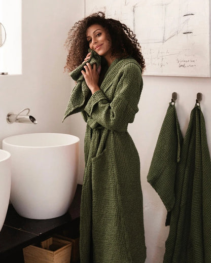 Spa Waffle Bathrobe  - Forest Green
