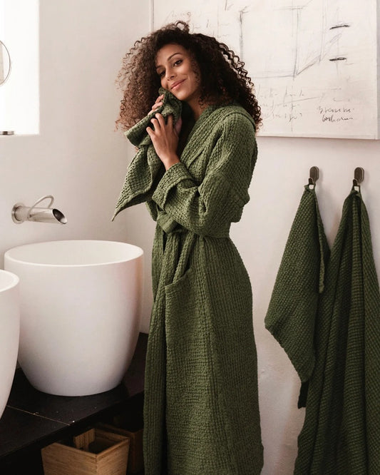 Spa Waffle Bathrobe  - Forest Green