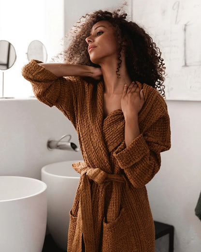 Spa Waffle Bathrobe - Cinnamon