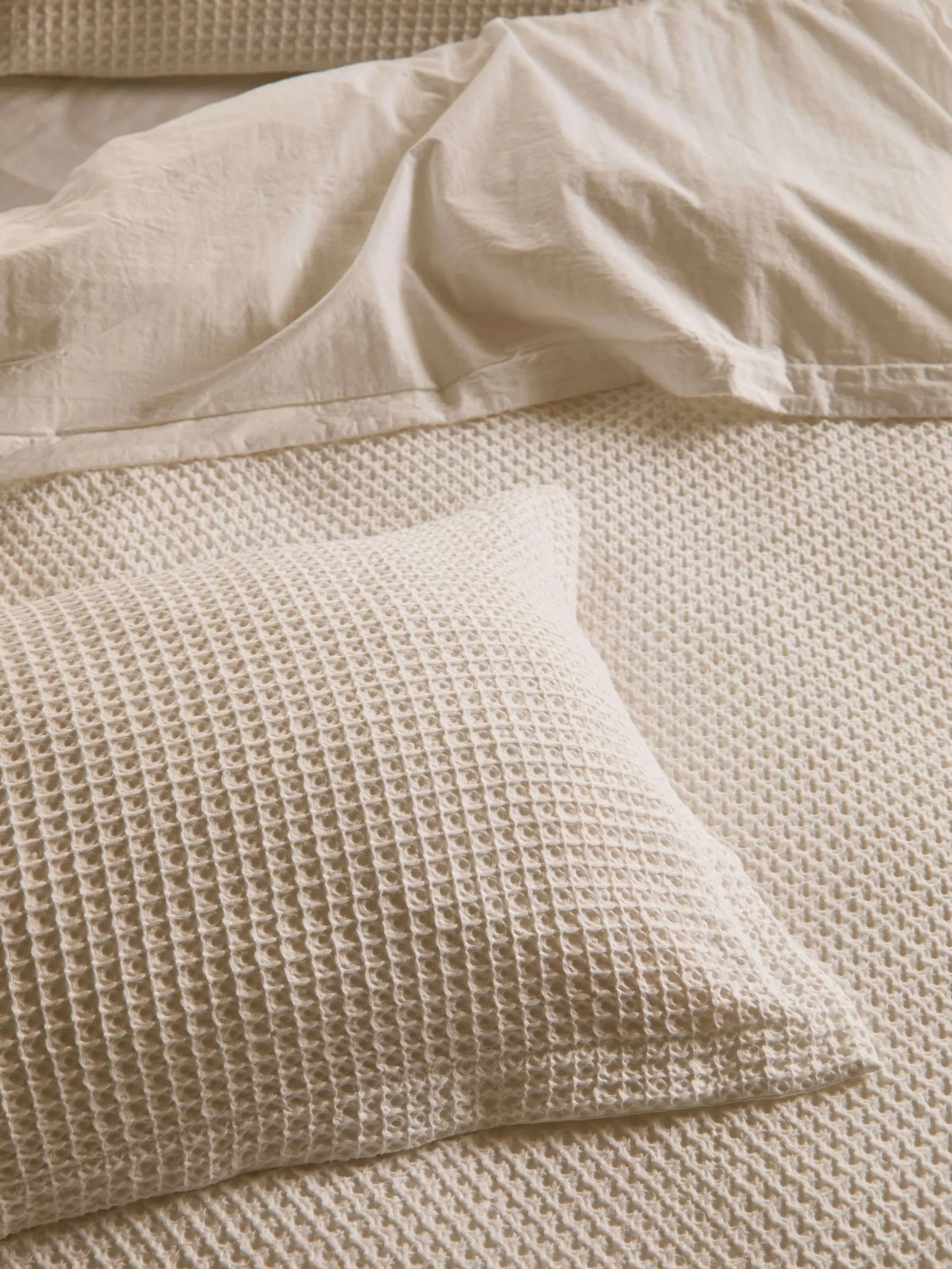 Organic Cotton Waffle Duvet Cover Set - White