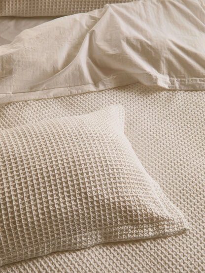 Organic Cotton Waffle Duvet Cover Set - White