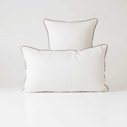 Linen Duvet Cover with Natural Piping | White