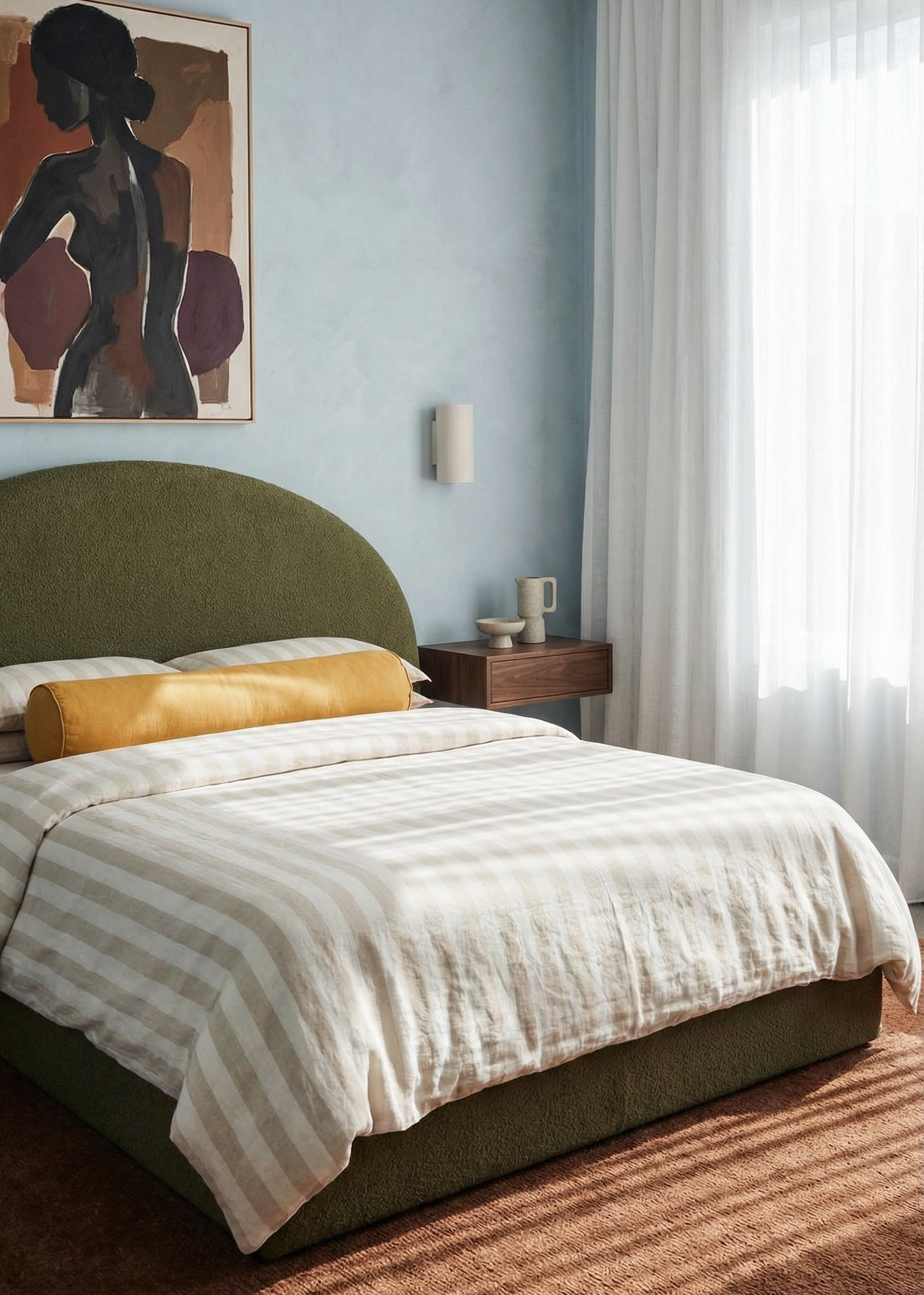 Linen Duvet Cover Set | Wide Beige Stripe