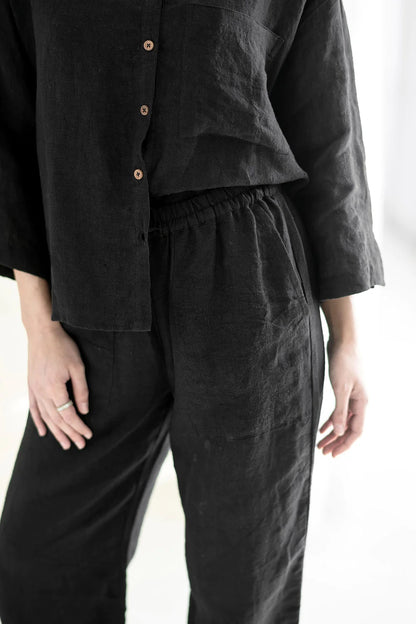 Loungewear Linen Pants | Black