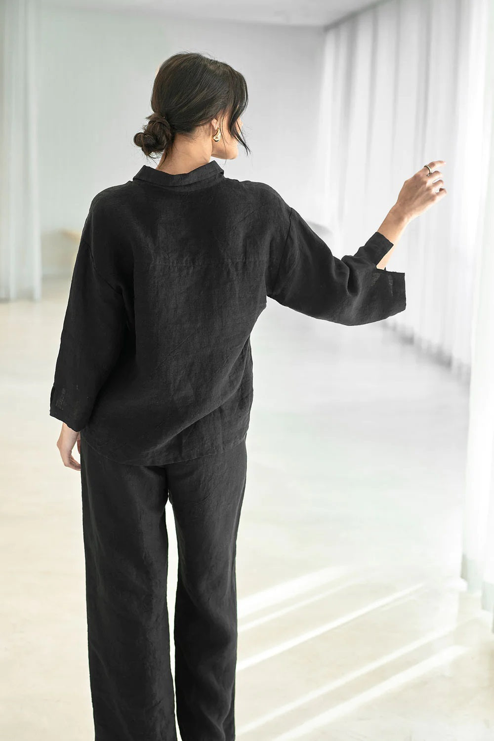 Loungewear Linen Shirt | Black
