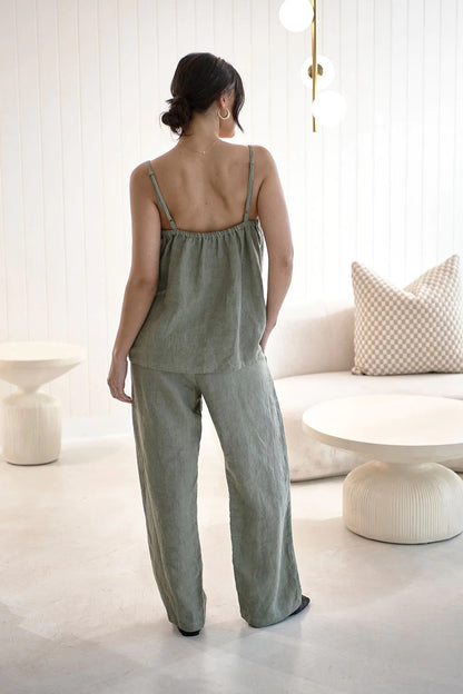 Loungewear Linen Cami | Olive