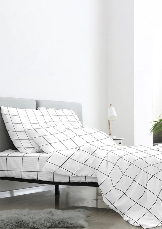 1000TC Pure Egyptian Cotton Sheet Set | Black Grid