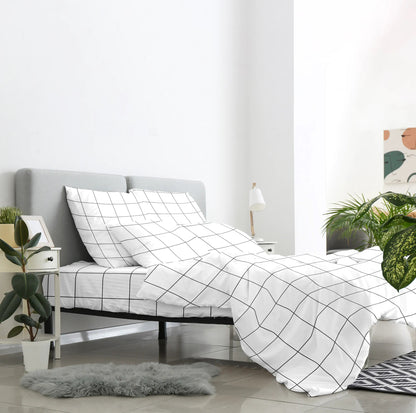 1000TC Pure Egyptian Cotton Sheet Set | Black Grid