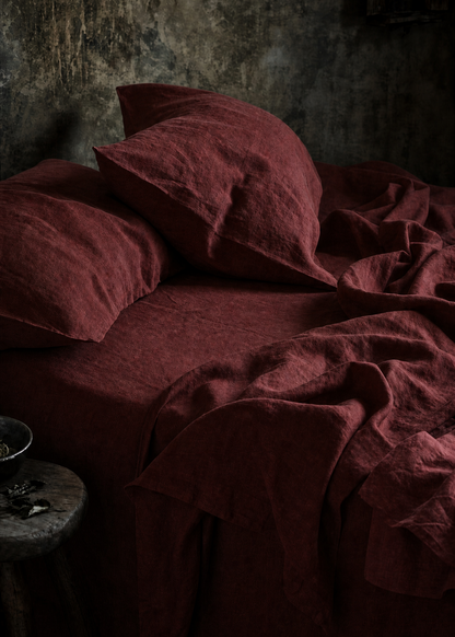 Linen Duvet Cover - Wine