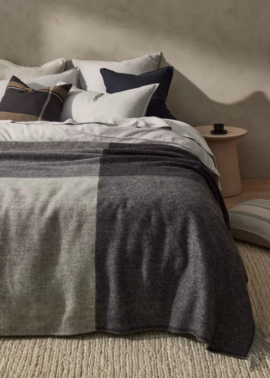 River Blanket in Navy | Wool Throw Blanket NZ