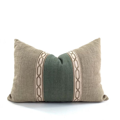 Yacht cushion cover -Green & Natural 40x60