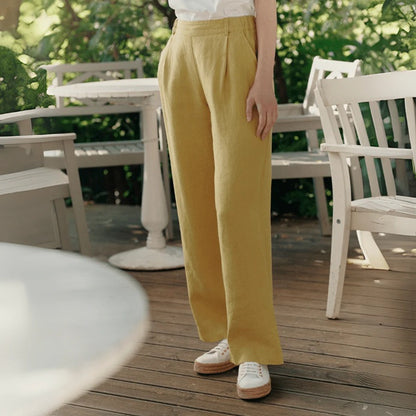 WILLOW Linen Pants - Lemon