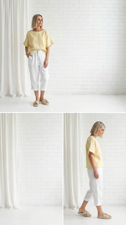 Oversized Linen T-Shirt - Butter