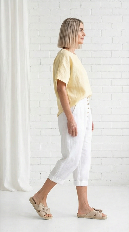 Oversized Linen T-Shirt - Butter