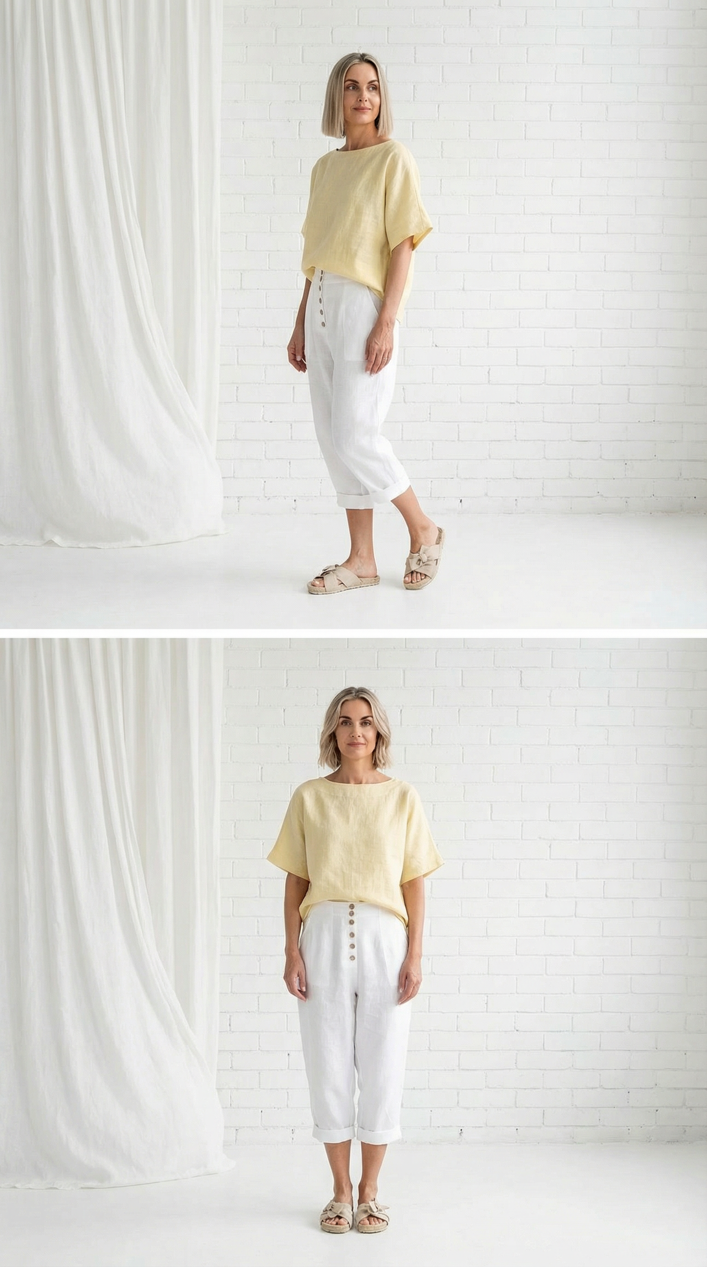 Oversized Linen T-Shirt - Butter