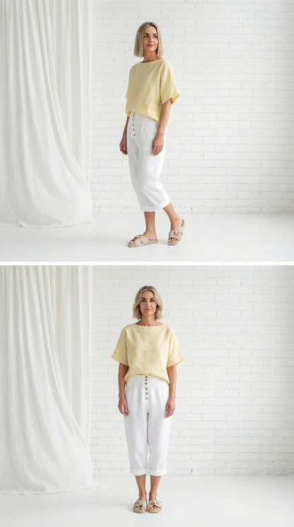 Oversized Linen T-Shirt - Butter
