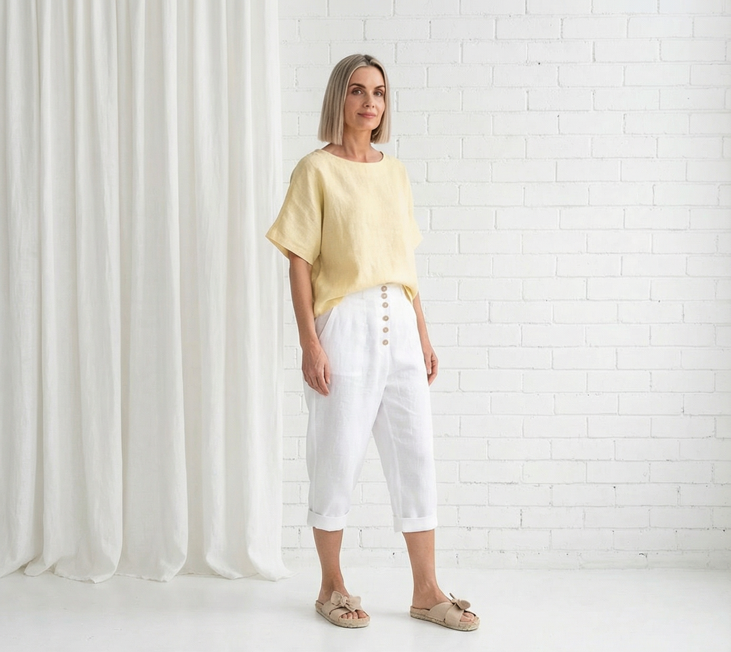 Oversized Linen T-Shirt - Butter