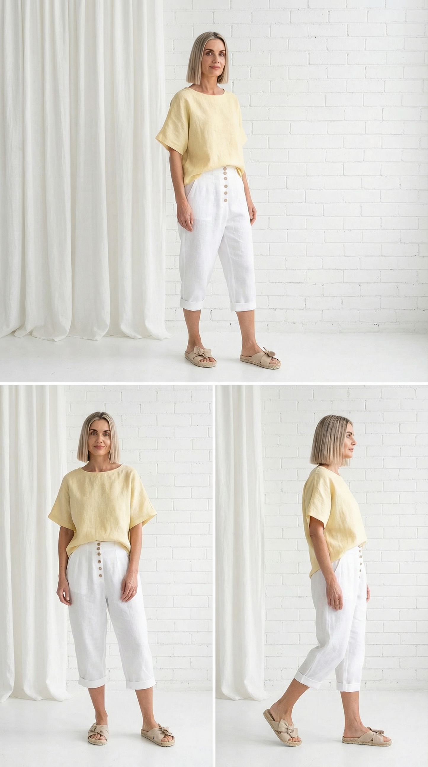 Oversized Linen T-Shirt - Butter
