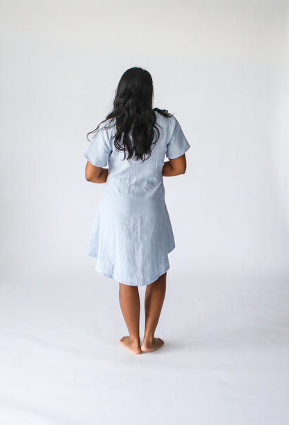 Ema Linen Dress | Pale Blue