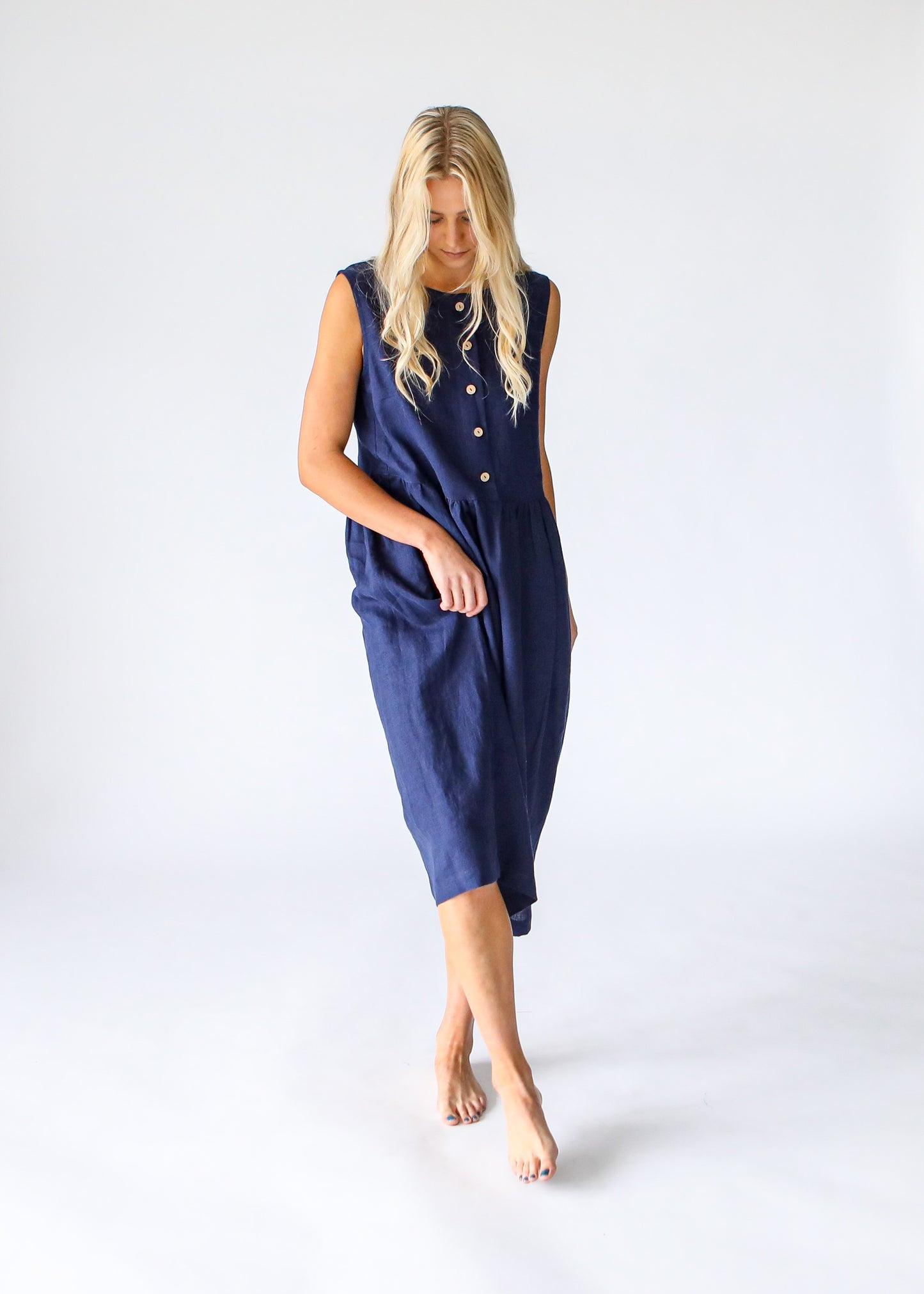 Asti Linen Dress | Midnight