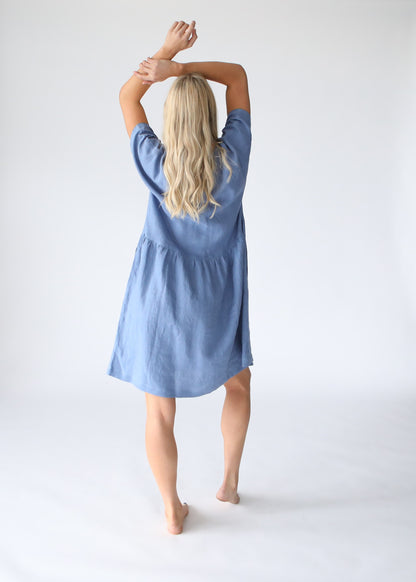 Oversized Linen Dress | Spanish Blue