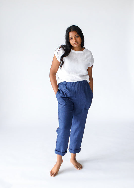 Linen Pants | Denim Blue