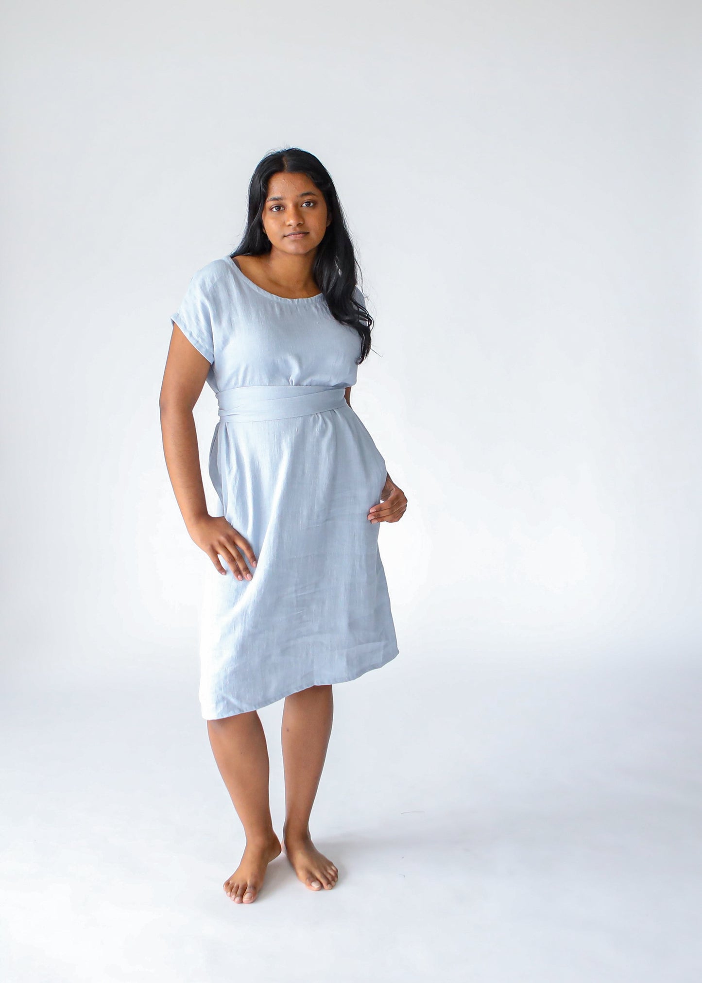 Ruby Linen Dress | Pale Blue