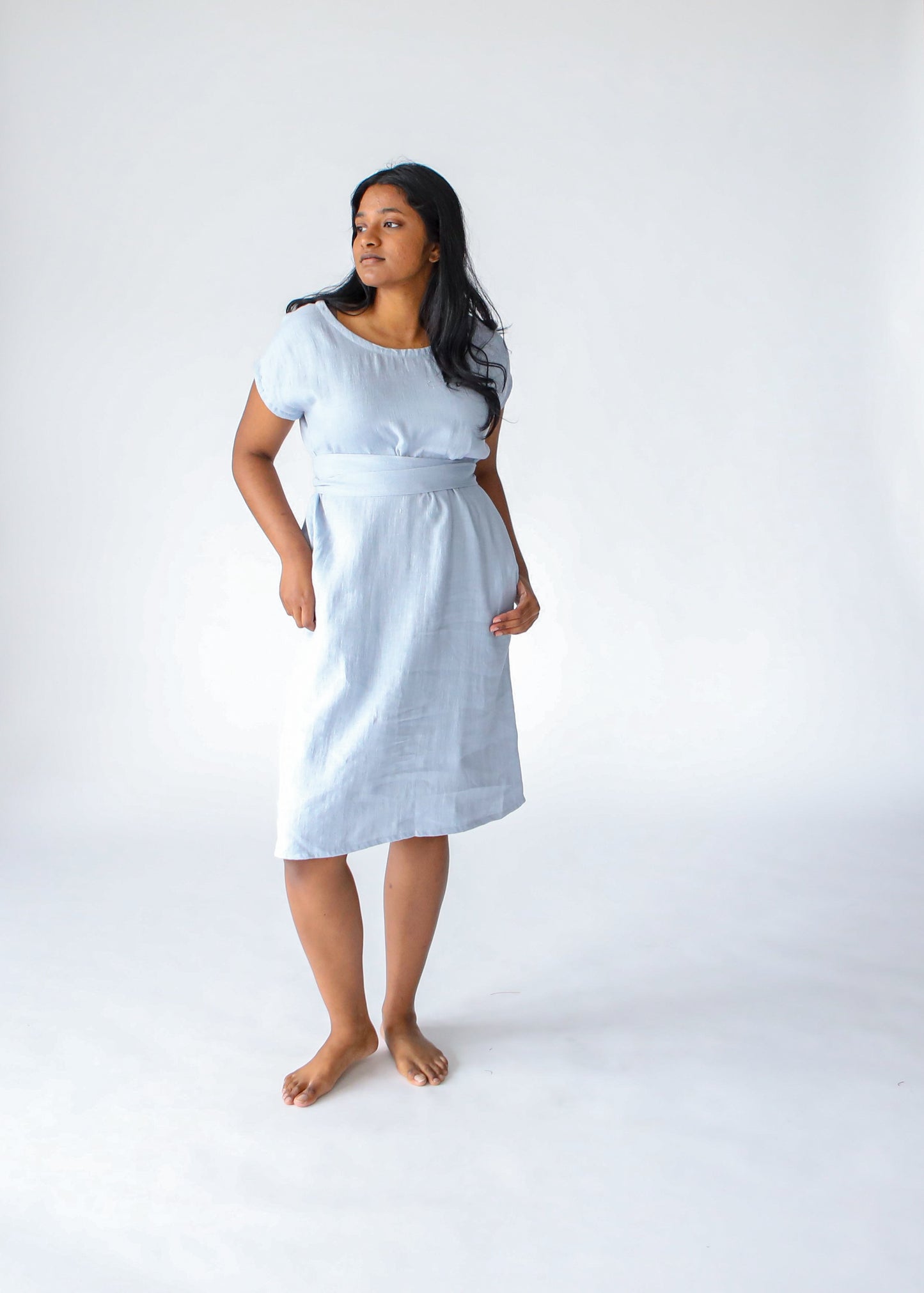 Ruby Linen Dress | Pale Blue