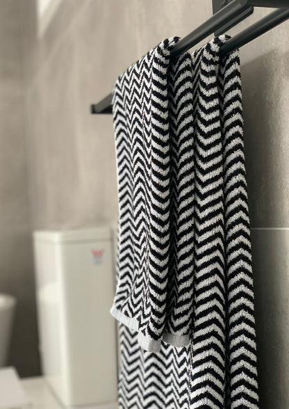 Herringbone Black & White Towels